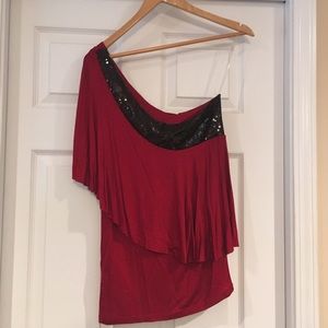NWT One shoulder red top